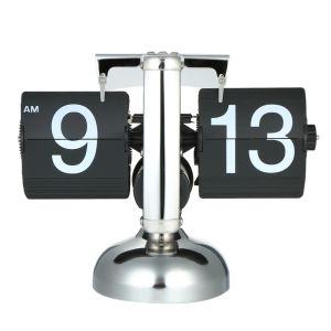 Balances rétro échelle horloge de table rétro Flip Over horloge en acier inoxydable Flip interne engrenage à Quartz décor de bureau horloges électriques