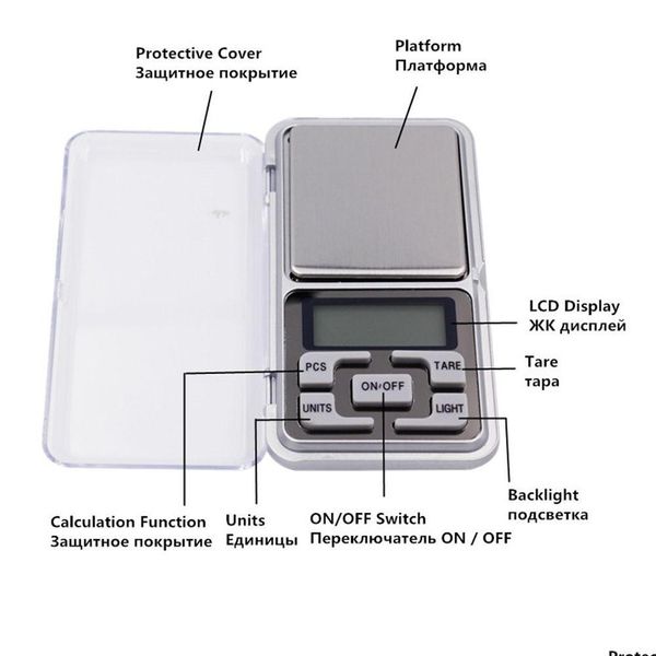 Balances Mini-balance de poche électronique de style anglais, avec boîte de vente au détail, 100G/0.01G 200G/0.01G 300G/0.01, balance numérique de précision J Dhdj5