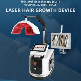 Laser à diode pour spa du cuir chevelu 650 nm 262 perles Croissance des cheveux Anti-perte de cheveux Machine 5 en 1 Caméra de détection de follicules HD Jet d'oxygène Massage du cuir chevelu Améliorer la santé