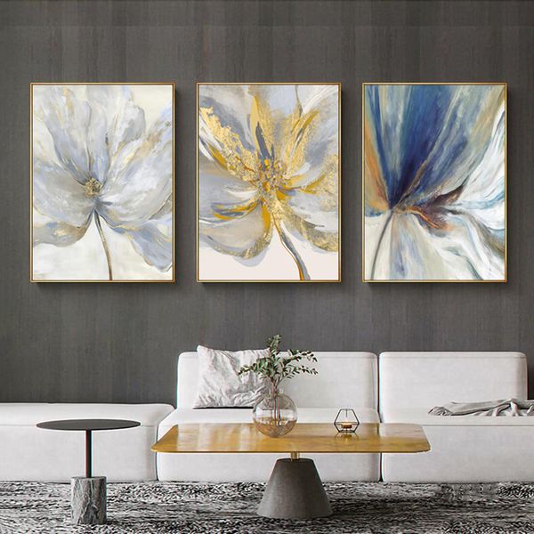 Scandinave fleur toile Art abstrait peinture impression plume décoration photo pour salon nordique décor à la maison affiche murale
