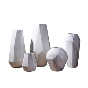 Vase en céramique de marbre scandinave géométrique Design moderne fleur décoration artisanat pour la maison salon Restaurant