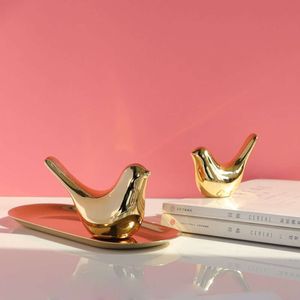 Art moderne scandinave Style minimaliste modèle salle d'étude en céramique oiseau doré décoration douce ornements
