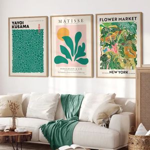 Scandinavian Simple Wall Art Abstract Matisse Tropical Greens Flower Market HD Painting Poster Home Slaapkamer Woonkamer Decor 240424