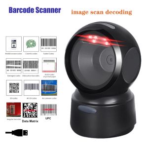 Scanners 2D Barcode scanner omnidirectional Desktop Automatic Sense 1D 2D QR Code Data Matrix PDF417 Lecteur USB pour le supermarché de vente au détail