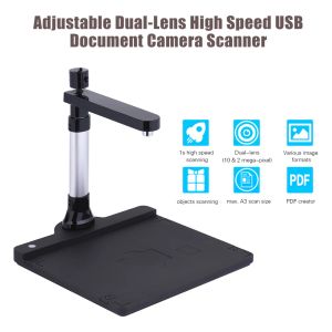 Scanners verstelbare A3 HD High Speed ​​USB -boek Documentcamera Scanner Dual Lens (10 Megapixel 2 Megapixel) Max met OCR -functie