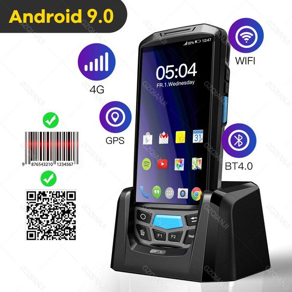 ESCANTERS Android 9.0 Handheld Terminal PDA WIFI WiFi Bluetooth Barcode Scanner 1D 2D Code de barras QR Reader Bluetooth Data Recolector PDA
