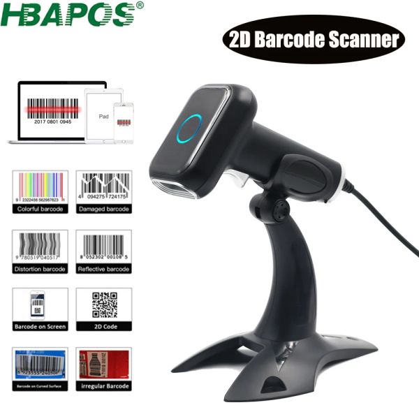 Scanners Barcode scanner portable 2d 1d avec câble de piédestal USB pour la reconnaissance des stocks de produits de supermarchage