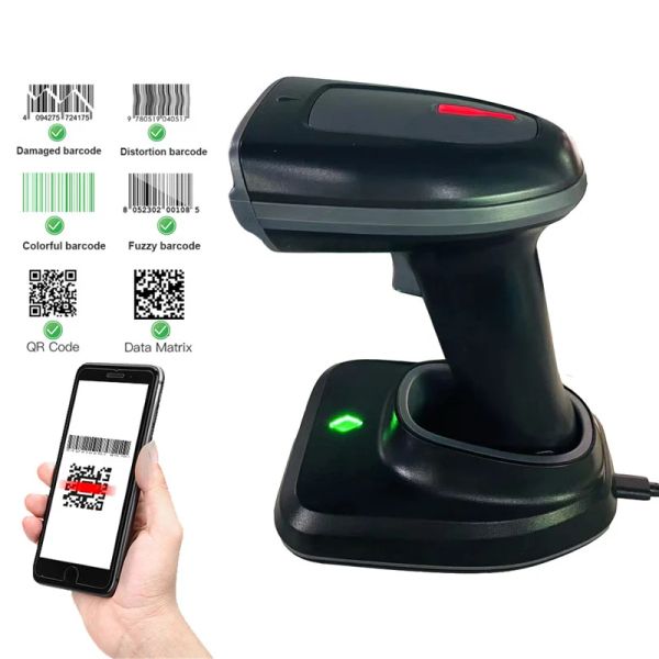Scanners Bluetooth Barcode scanner 1d 2d QR Code de code de code 2.4G Wired USB Supermarket Handheld Data Matrix Reader