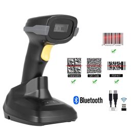 Escáneres Bluetooth Wireless 2D Barcode Scanner A6 con base cargada y L5 Wired QR Bar Code Reader para supermercado de almacén