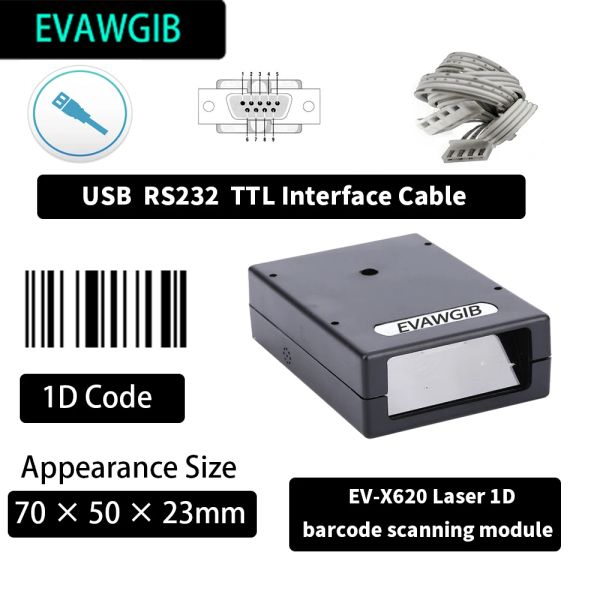 Escáneres Evawgib EVX620 Láser 1D Módulo de escáner de código de barras fijo EVX821T CMOS 2D Módulo de escaneo de código de barras Mini Módulo de escaneo de código de barras de tamaño