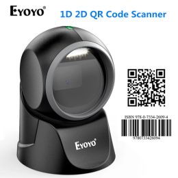 Scanners Eyoyo 1D 2D Desktop Barcode Scanner, met automatische detectie -scanning omnidirectionele handsfree barcode -lezer QR -platformscan