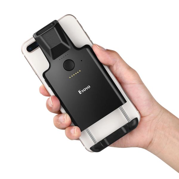 Scanners Eyoyo 1d Clip arrière Bluetooth Barcode Scanner de téléphone Téléphone Portable Reader Bluetooth Fonction compatible 1D 2D QR Scanner