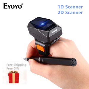 Scanners Eyoyo 2D Scanner de codes à barres portable portable, mini portable portable 3in1 USB Wired 2.4g Wireless Bluetooth Finger Scanner pour iPad iPhone