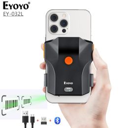 Scanners Eyoyo Barcode Scanner 2D Bluetooth Back Clamp Handheld 1D QR Scanner 2.4G Wireless Bar Code Reader voor iPhone, Android, iOS