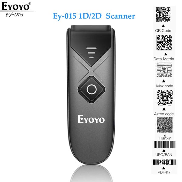 Scanners eyoyo ey015 mini scanner à barres à barres USB câblé 2,4g sans fil 1D 2D QR PDF417 Code à barres pour iPad iPhone Android Tablets PC