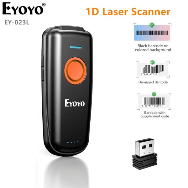 Scanners eyoyo ey023l mini scanner de code-barres 1d 2.4g Scanner de codes à barres sans fil pour lecteur laser du scanner Bluetooth Windows Android IOS