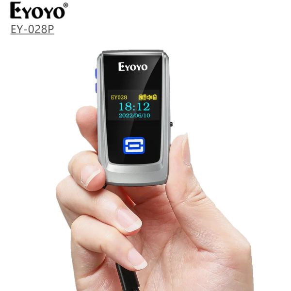 Escáneres Eyoyo Mini Bluetooth QR Code Scanner con LCD Pantalla Portable Wireless 1D 2D Barcode Lector de código de barras para biblioteca para biblioteca