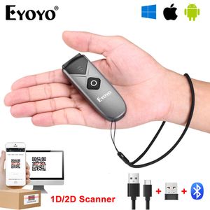 Scanners Eyoyo Mini Portable 1D 2D Bluetooth Barcode Scanner QR Code Screen Image Reader PDF417 Data Matrix USB Wired Scanning 24G Dongl 230808