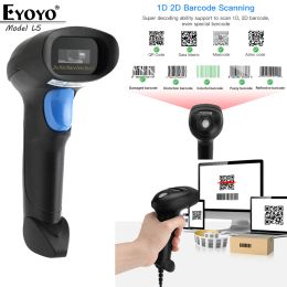 Scanners Eyoyo Wired QR 2D Barcode Scanner Handheld USB Wired Bar Codes Reader CCD -gegevensmatrix Bar Code Afbeelding Automatische scanner Barcod