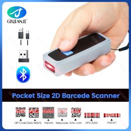 Escáner Gzqianji Mini Bluetooth Barcode Scanner USB Wired Bluetooth 2.4G Wireless 1D 2D 2D QR PDF417 Código de barras para el teléfono Android Tableta