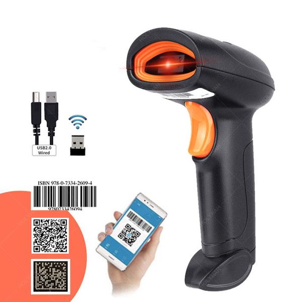 Escáneres Hands Handheld Wireless Barcode Scanner portátil Wired 1D 2D QR Código PDF417 Lector para almacén logístico de la tienda minorista