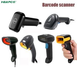 Escáneres HBAPOS 2D Barcode Scanner Wired Handheld Barcode Scanner 1D/2D Código QR Lector Portable USB Portable para inventario POS Terminal