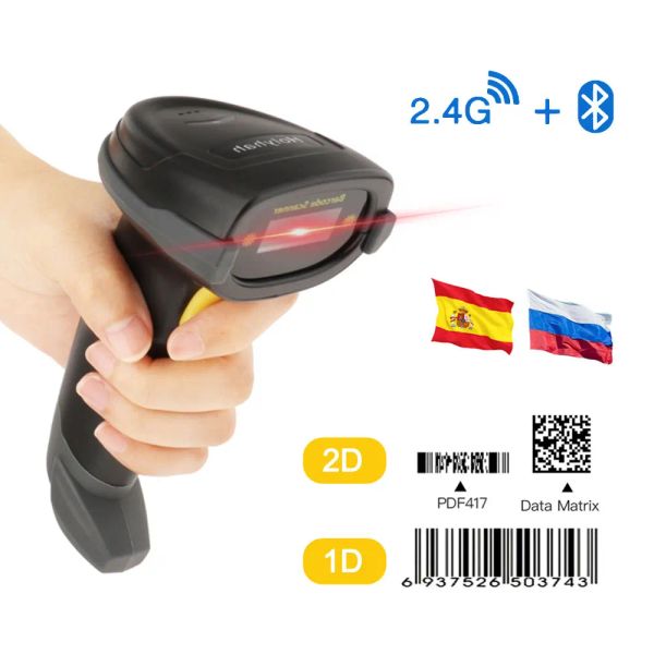 Scanners Holyhah A30d 1d2d Handheld Barcode Bar Code Scanner lecteur QR PDF417 Bluetooth 2.4G Wireless Wired Usb pour l'inventaire Pos Termi