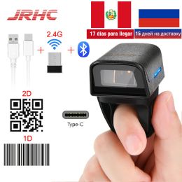 Scanners JRHC Barcode Scanner Wireless 1D 2D Portable QR Code PDF Barcode Scanner Wearable Finger Mini Bar Code Reader Scanners