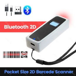Escáneres kmzone mini de bolsillo escáner de código de barras USB Wired Bluetooth 2.4G Wireless 1D 2D QR PDF417 Código de barras para iPad iPhone Android Tablets PC