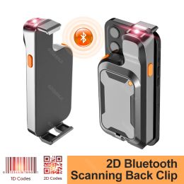 Escáneres mini bluetooth inalámbrico 1D 2D Código de barras Escáner Portable Back Clip QR Código de barras Lector Lector láser Lectura móvil con teléfono