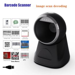 Scanners Omnidirectional Barcode Scanner Bureau AutoSense Autosleep 1d 2d QR Code Data Matrix PDF417 USB Reader pour le supermarché de vente au détail