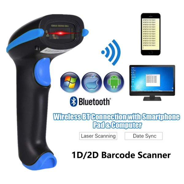 Escáneres PDF417 Escáner de código de barras Láser inalámbrico 1D 2D QR Bluetooth Barcode Reader USB Scanner USB 2D Código QR Reader PDF417 Escáner de escritorio