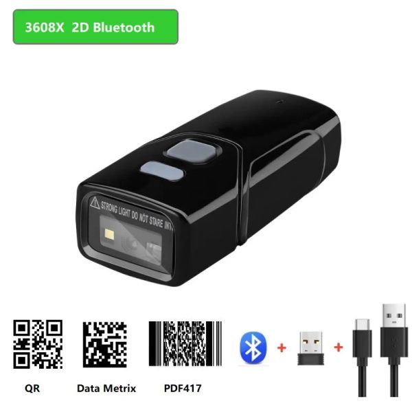 Scanners Techlogic Mini Bluetooth Wireless 3608x 1D 2D Barcode Scanner Pocker QR Code de barre de bar