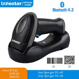 Scanners Trohestar Wireless Barcode Scanner 2.4GHz1d 2D Bar Code Reader USB Scanners Laid Cradle Leitor de Codigo de Barra 2D Scanner