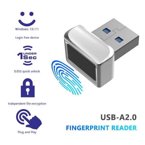 SCANNERS RETTEUR d'empreintes digitales USB pour Windows 7 8 10 11 Hello PC Lock Biométrique Scanner Mot de passe Mot Mot Mot Mot de déverrouillage