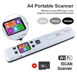 Escáneres WiFi Wireless Mini Portable A4 Document Scanner Images JPG PDF Formate -Reader Pen con tarjeta TF 16G 1050 DPI o USB Wired ISCAN