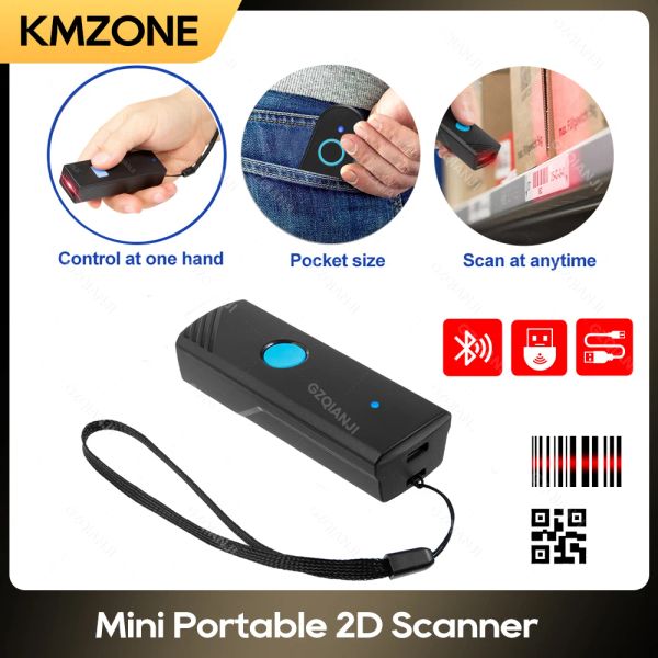 Scanners Scanner de code-barres sans fil 1d 2D Handheld portable MINI WIRED USB 2.4G Wireless Bluetooth QR Reader Prise en charge du téléphone mobile iPad