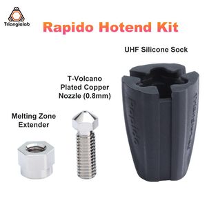 Scanning Trianglelab Rapido Hotend Kit Silicone Sock TV6 Geplateerde koperen mondstuk smeltzone extender voor Rapido Hotend 3D -printer Accesso