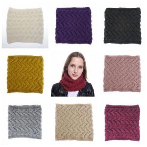 Bufanda Niñas Loop Infinity Bufandas Abrigo de punto de invierno Torcedura Cuello de lana Bufanda Corchet Círculo Snood Pañuelo para el cuello Punto sólido Pashmina Collar C6212