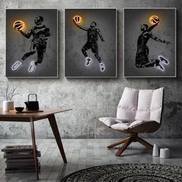 Scarpe Da Basket Al Neon Sport Affiche E Stampa Street Wall Art Image Résumé Canvas Painting Idea Regalo Man Office Home Decor