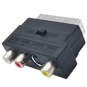 Adaptateur péritel convertisseur Audio bloc AV vers 3 RCA Phono Composite s-vidéo avec interrupteur entrée/sortie pour TV DVD magnétoscope