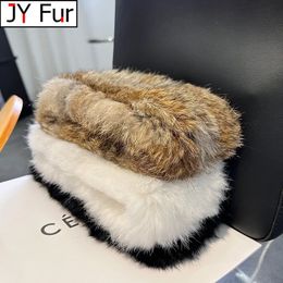 Sjaal van handgebreid echt konijnenbont hoofdband gebreide sjaal warme lege top pluche hoed herfst en winter sieraden accessoires 231101