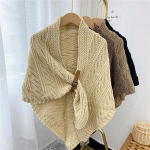 Écharpe écharpe châle Poncho à la mode femmes couleur unie châle tricoté ourlet irrégulier cadeau D251 230914