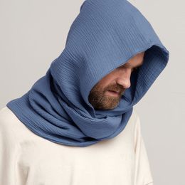 Sjaals 100% katoen dubbelzijdig unisex sjaal met capuchon, muts set retro heren dames hoofdband kap multifunctionele wrap oneindigheid cirkel sjaals 230921