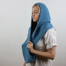 Écharpes 100% coton double face à capuche unisexe écharpe chapeau ensemble rétro hommes femmes bandeau capot multifonctionnel Wrap infini cercle foulards 230923