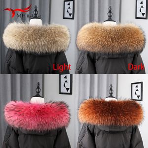 Sjaals 100 Real Natural Raccoon Fur Sjaal Dames Winter Mode Luxe Warm Hoge kwaliteit Kraag Voor Jas Strip Capuchon Grote Uitlaat 230921