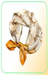 Écharpes 100 écharpe de soie femmes imprimer les cheveux couche carré des dames châles bandanna 53cm