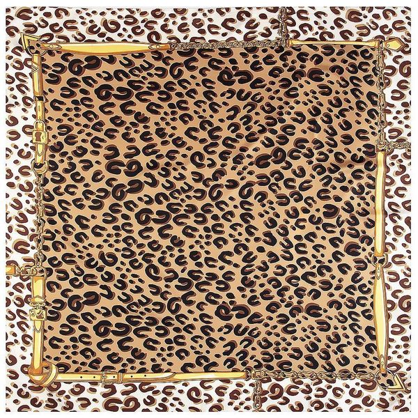 Bufandas 100 Sarga Bufanda de seda Mujeres Leopardo 2023 Imprimir Cuadrado Grande Bandana Pañuelo de lujo Hijab Cabeza Femenina Foulard 230914