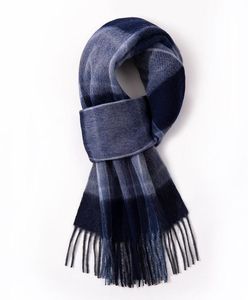 Écharpes 100 laine écharpe pour hommes hiver col chaud classique affaires concepteur châles de luxe rayé Plaid bleu Foulard Hommes 2211197896260