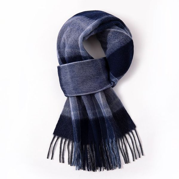 Echarpes 100 Echarpe en Laine pour Hommes Hiver Col Chaud Classique Business Designer Châles Luxe Rayé Plaid Bleu Foulard Hommes 221119